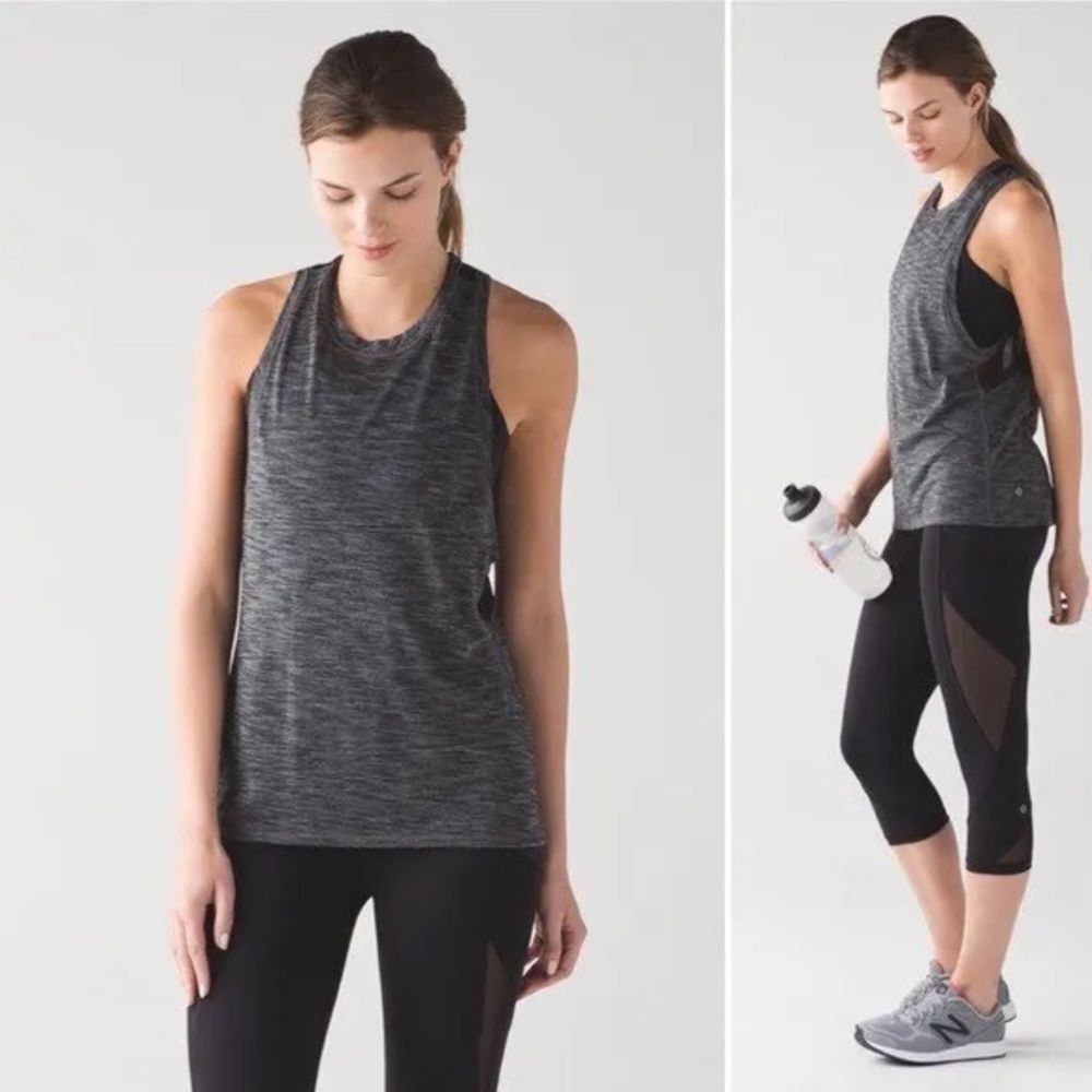 (A55) Lululemon Women's Work The Circuit Tank Top, Black/Gray, Size 8